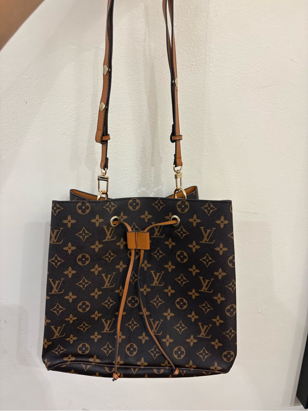 & Other Stories Monogram Drawstring Shoulder Bag - Brown